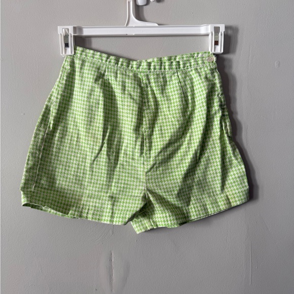 Vintage 70s White & Green Houndstooth Mini Shorts – Carol Brent GVC Size XS - Picture 1 of 5